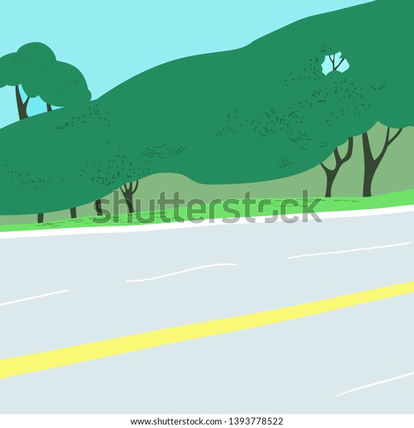 Fresh summer morning, landscape,\
road, route for jogging, color illustration in\
vector