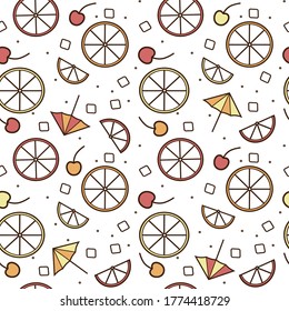 Fresco cóctel de helado de fruta de limón naranja de verano que se adorna con un patrón sin fisuras de fondo vectorial. Ideal para envolver de regalo papel, desacoplar fondo de decoración a mano, textil o de fiesta