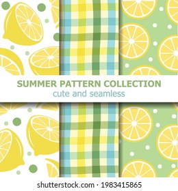 Fresh summer pattern collection. Lemon theme. Summer banner. Vector