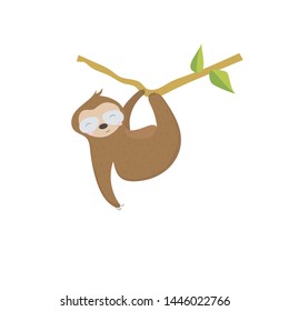 Fresh summer print with cute vector Sloth. Hot print with t-shirt. Tropical sloth on on vacation