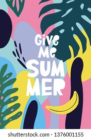 Fresh summer print with hand drawn lettering.  Hand drawn vector illustration for posters, cards, t-shirts.