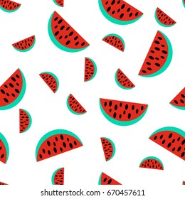 Fresh summer watermelon pattern. Vector isolted picture on white background. Element for print, sticker, summer decoration.