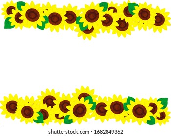Fresh sunflower frame with leaf