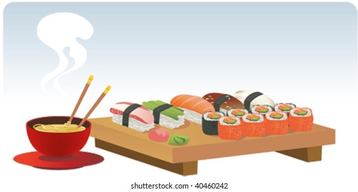 sushi y rollos frescos