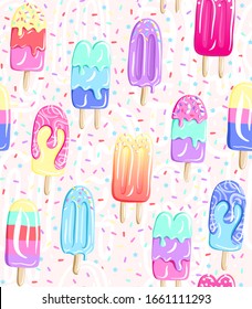 Fresh Sweet Fun Ice Lolly Seamless Pattern