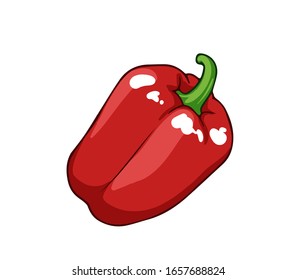 Fresh sweet pepper. Cartoon vector icon isolated on white background.