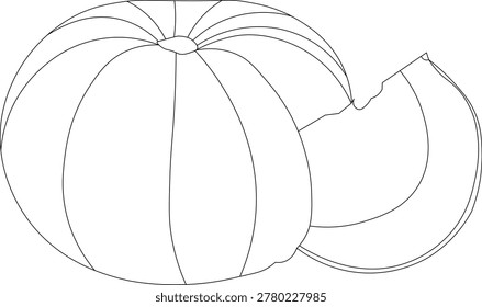Fresh sweet pumpkin isolated on white background with vibrant orange color and natural texture. Healthy organic vegetable perfect for cooking, nutrition, autumn harvest, and farm fresh food concepts.