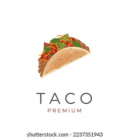 Frische Taco-Illustration-Logo mit Fleisch- und Gemüsefütterung