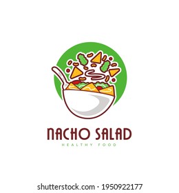 Fresh Taco Nacho Salad Bowl Logo In Fun Style Logo Illustration