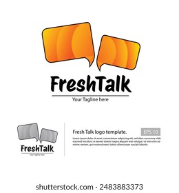 Fresh Talk logo template with a chat bubble with a orange gradient.