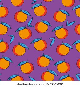 Fresh tangerin seamless pattern texture for decoration, ornament and wrapping paper. Vector illustration.