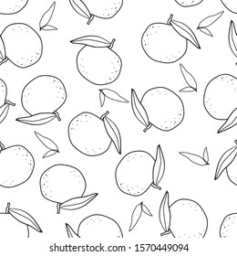 Fresh tangerin seamless pattern texture for decoration, ornament and wrapping paper. Vector illustration.