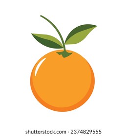 Fresh tangerine fruit vector illustration, mandarin orange in flat design style