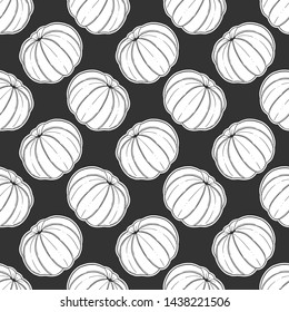 Fresh tangerine. Vector concept in doodle and sketch style. Hand drawn illustration for printing on T-shirts, postcards. Seamless pattern for textile, paper wrap. Texture background.
