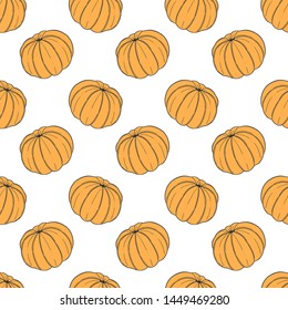 Fresh tangerine. Vector concept in doodle and sketch style. Hand drawn illustration for printing on T-shirts, postcards. Seamless pattern for textile, paper wrap. Texture background.