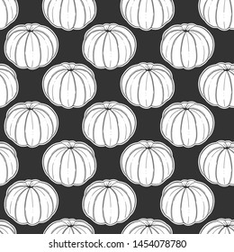Fresh tangerine. Vector concept in doodle and sketch style. Hand drawn illustration for printing on T-shirts, postcards. Seamless pattern for textile, paper wrap. Texture background.