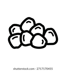 Fresh tapioca illustration symbol for cooking ingredient and healthy eating concept with white background. Flat lay simple drawing of healthy grain ingredient.