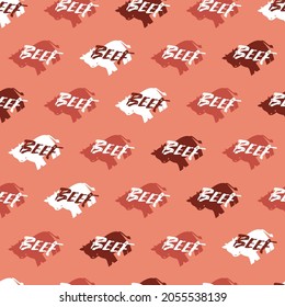 Fresh Tasty Beef Meat Vector Graphic Art Seamless Pattern can be use for kitchen background and apparel design