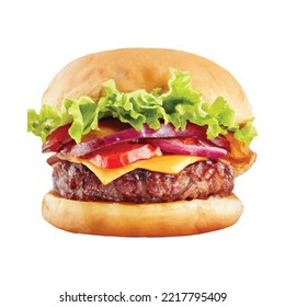 fresh tasty burger isolated on white background