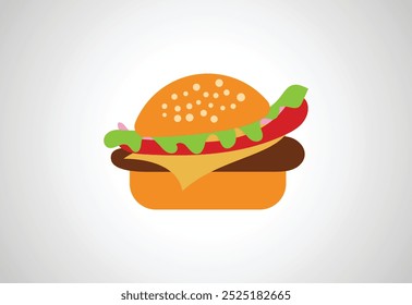 Plantilla de diseño de logotipo de hamburguesa fresca y sabrosa, logotipo de comida rápida, Ilustración vectorial