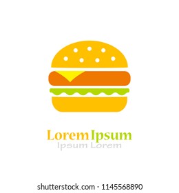 Fresh tasty burger vector logo illustration isolated on white background