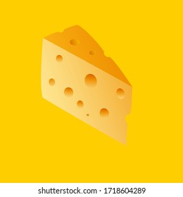 Fresh tasty cheese on a yellow background