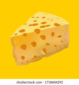 Fresh tasty cheese on a yellow background