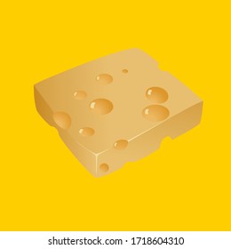 Fresh tasty cheese on a yellow background