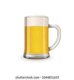 Fresh and tasty glass of beer. Detailed realistic vector illustration