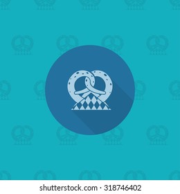 Fresh Tasty Pretzel. Oktoberfest Beer Festival. Long Shadow. Flat design style. Vector