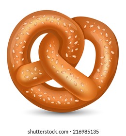 Fresh tasty Pretzel for Oktoberfest. Vector illustration.