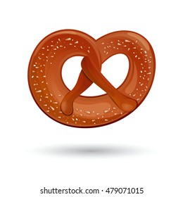 Fresh tasty Pretzel for Oktoberfest. Vector illustration isolated on white background