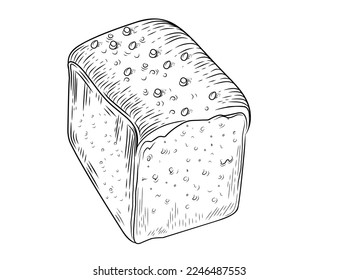 Fresh tasty wheat bread hand drawn style vector illustration isolated on white background