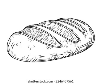 Fresh tasty white bread hand drawn style vector illustration isolated on white background
