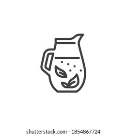 Fresh tea jug line icon. linear style sign for mobile concept and web design. Lemonade pitcher outline vector icon. Symbol, logo illustration. Vector graphics