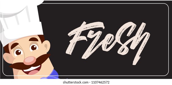 Fresh text with Chef Face Vector Illustration