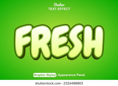 fresh text effect with green color graphic style and editable.
