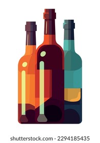 fresh three wine drinks bottles icon