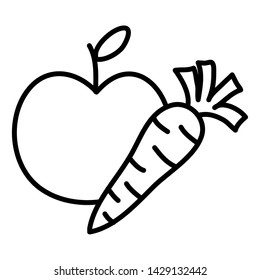 fresh tomato and carrot vegetables icons