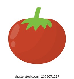 Fresh tomato in cartoon style. Farm vegetable element isolated on white background. Organic healthy food clipart. Vector illustration