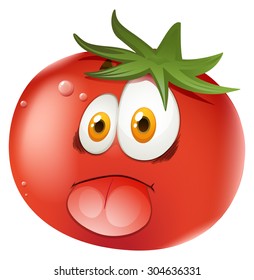 Tomate fresco con ilustración facial