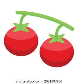 Icono de tomate fresco vector isométrico. Tomate de ketchup aislado. Comida roja de ensalada
