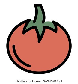 Fresh tomato icon. Outline fresh tomato vector icon color flat isolated