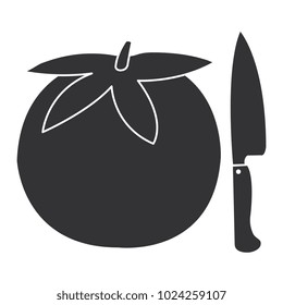 fresh tomato with knife