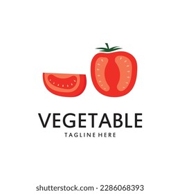 Fresh Tomato Logo Design Vector Illustration. Tomato Logo Icon from Plantation.