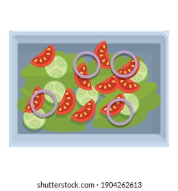 Fresh tomato salad food airline icon. Cartoon of fresh tomato salad food airline vector icon for web design isolated on white background