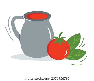 Fresh tomato sauce. The jar is filled with homemade tomato sauce. Vector illustration
