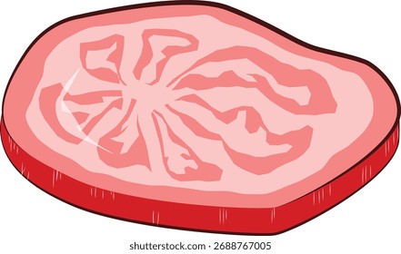 Fresh Tomato Slice Vector Illustration