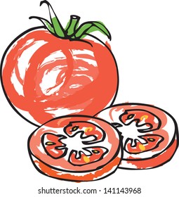 Fresh tomato with tomato slices