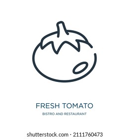 fresh tomato thin line icon. tomato, food linear icons from bistro and restaurant concept isolated outline sign. Vector illustration symbol element for web design and apps.
